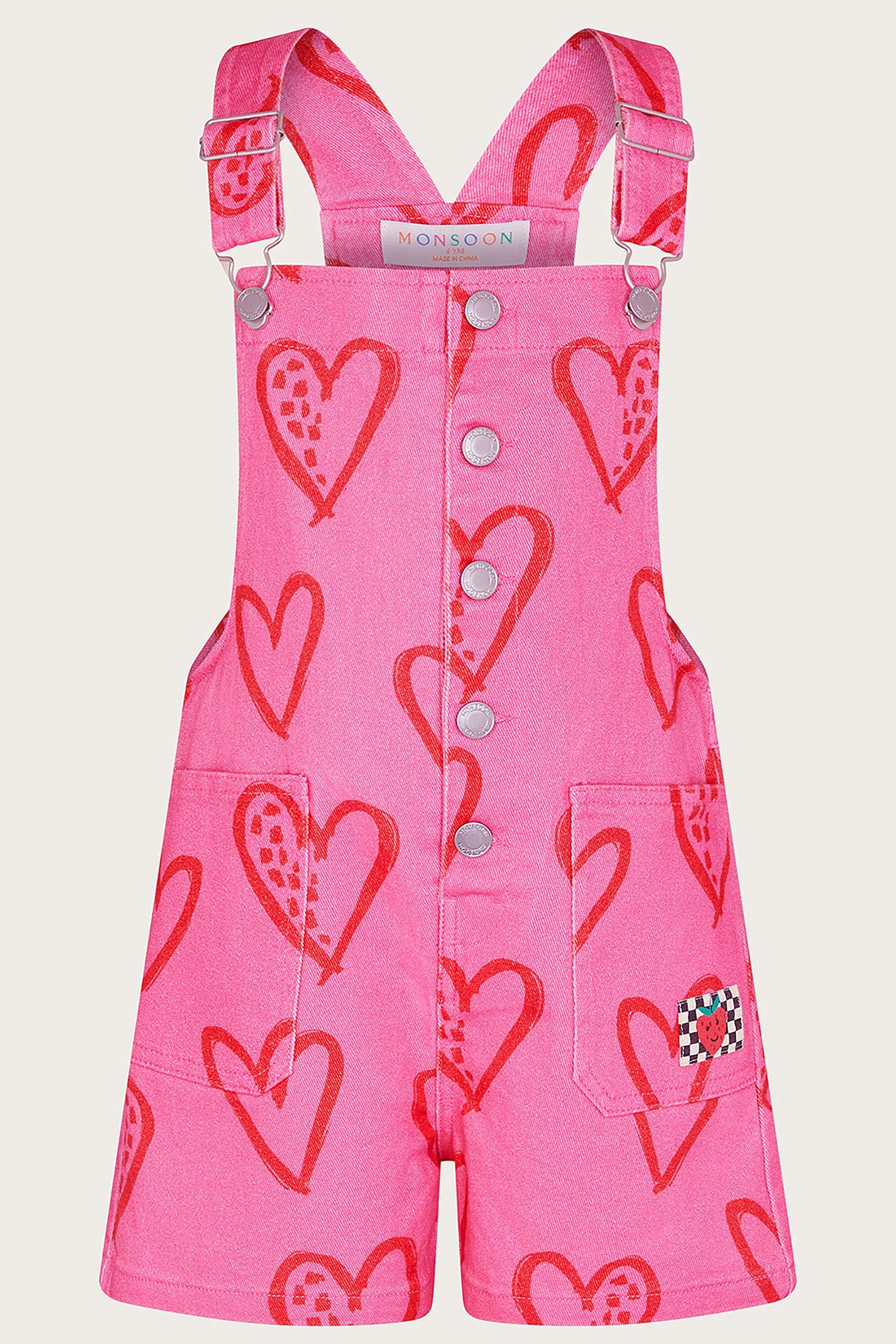 Pink denim dungarees top