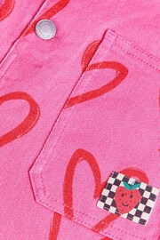 Monsoon Pink Heart Print Denim Dungarees - Image 3 of 3