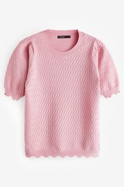 Threadbare Pink Pointelle Knitted Top - Image 3 of 4