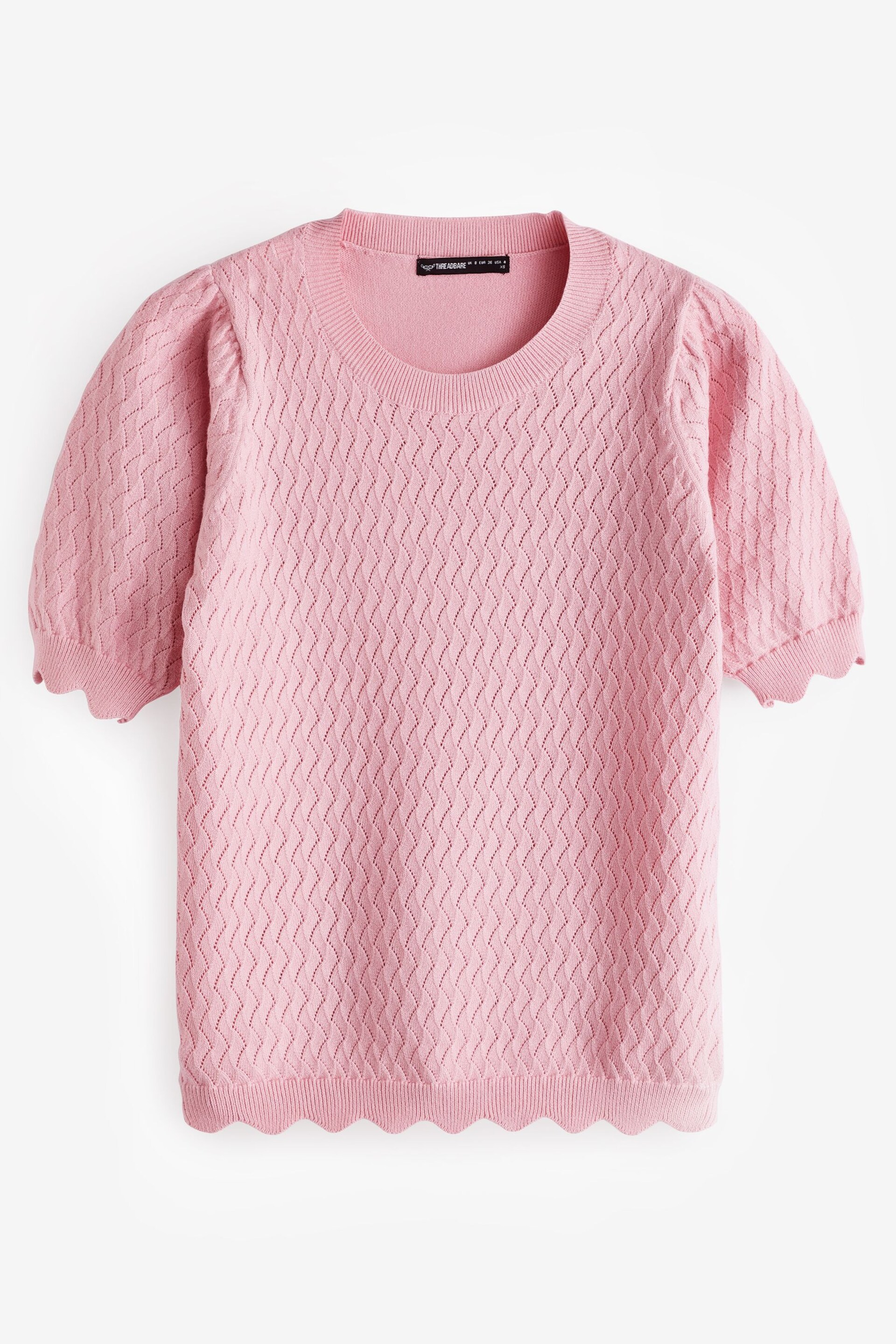 Threadbare Pink Pointelle Knitted Top - Image 3 of 4