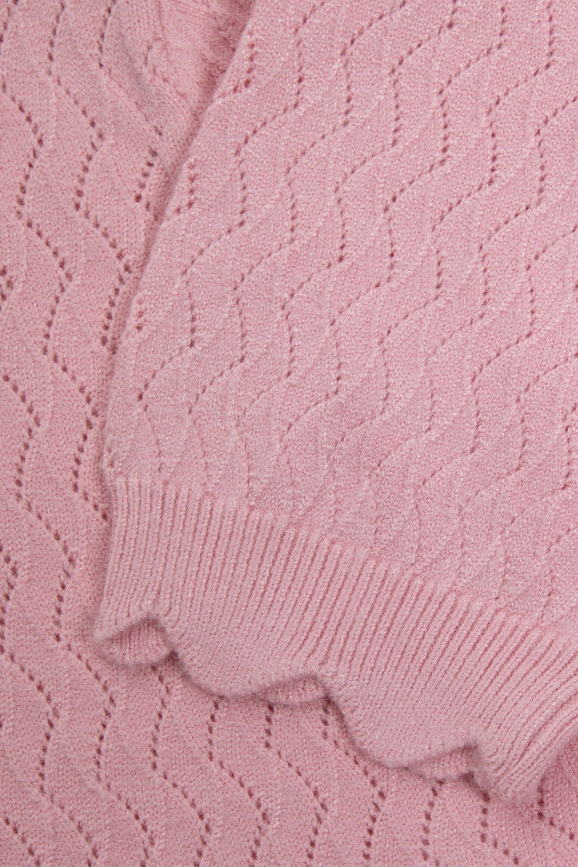 Threadbare Pink Pointelle Knitted Top - Image 4 of 4