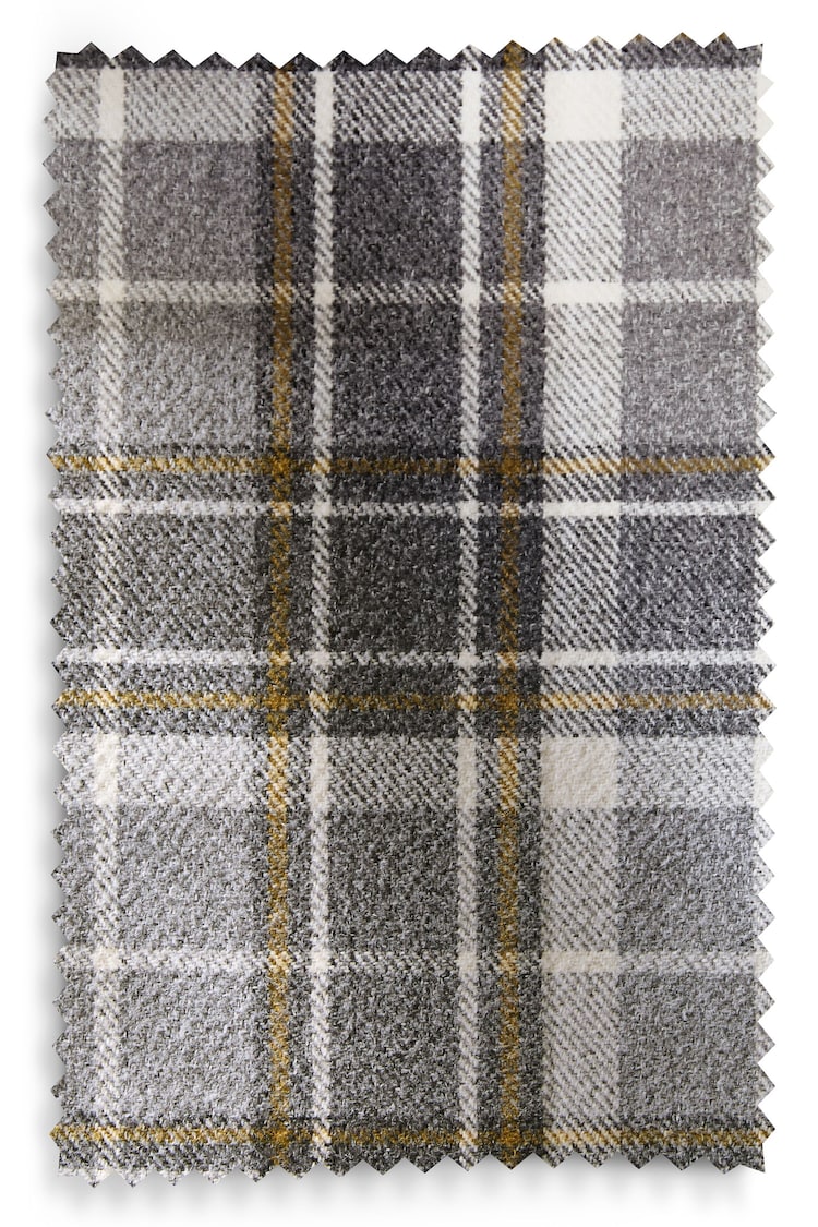 Grey Woven Check Eyelet Lined Curtains - Image 5 of 5