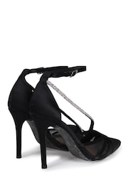 Linzi Black Gretchen Satin & Mesh Court Heels With Diamante Wrap Over Front Strap - Image 4 of 4