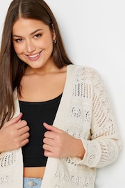 Your Curve Ivory White Pure 100% Cotton Cropped Pointelle Cardigan - Image 4 of 5