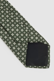 Reiss Olive Cavoli Silk Medallion Print Tie - Image 4 of 5