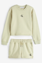 Calvin Klein Green Logo Sweatshirt Shorts Set - Image 4 of 7