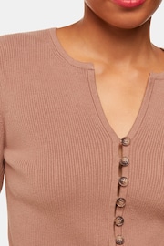 Whistles Natural Ribbed Button Through Cardigan - Image 4 of 5