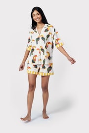 Chelsea Peers Cream Organic Cotton Toucan Print Button Up Short Pyjama Set - Image 3 of 5
