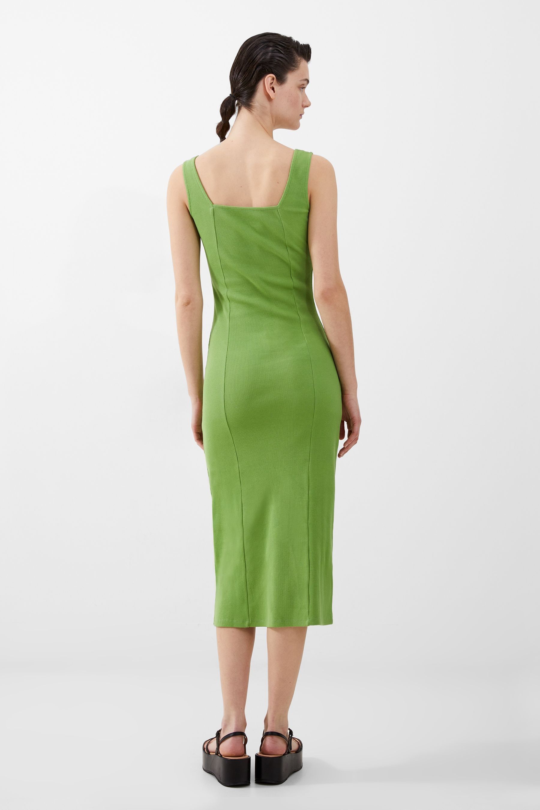 Buy French Connection Green Rib Rassia Square Neck Dress from Next Luxembourg