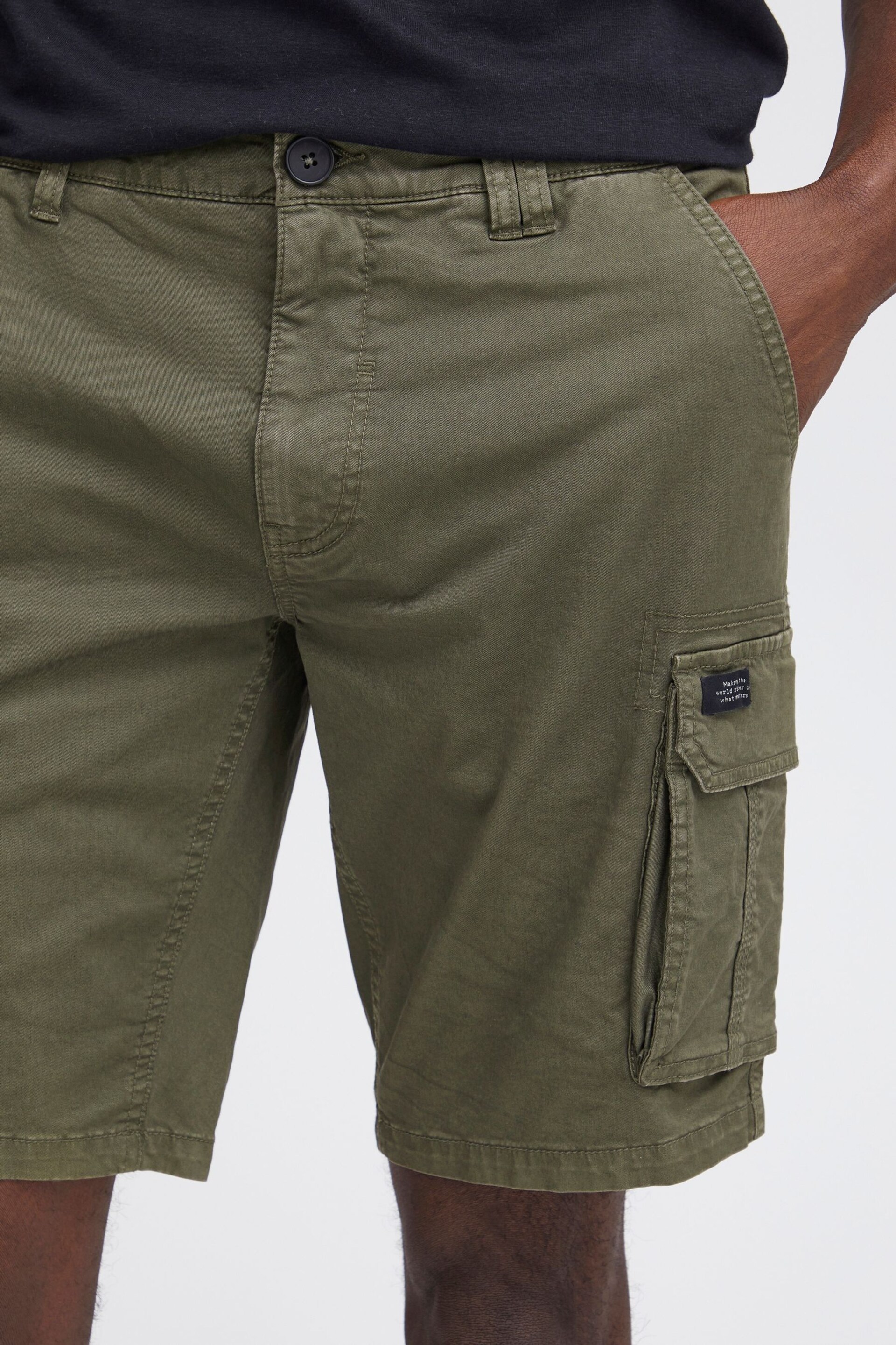 Blend Green Stretch Cargo Shorts - Image 3 of 5