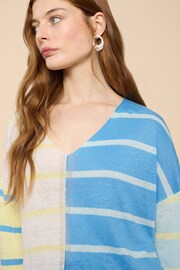 White Stuff Blue Linen V-Neck Jumper - Image 4 of 7