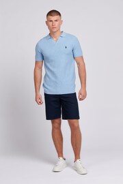 U.S. Polo Assn. Mens Regular Fit Blue Revere Texture Knit Polo Shirt - Image 3 of 7