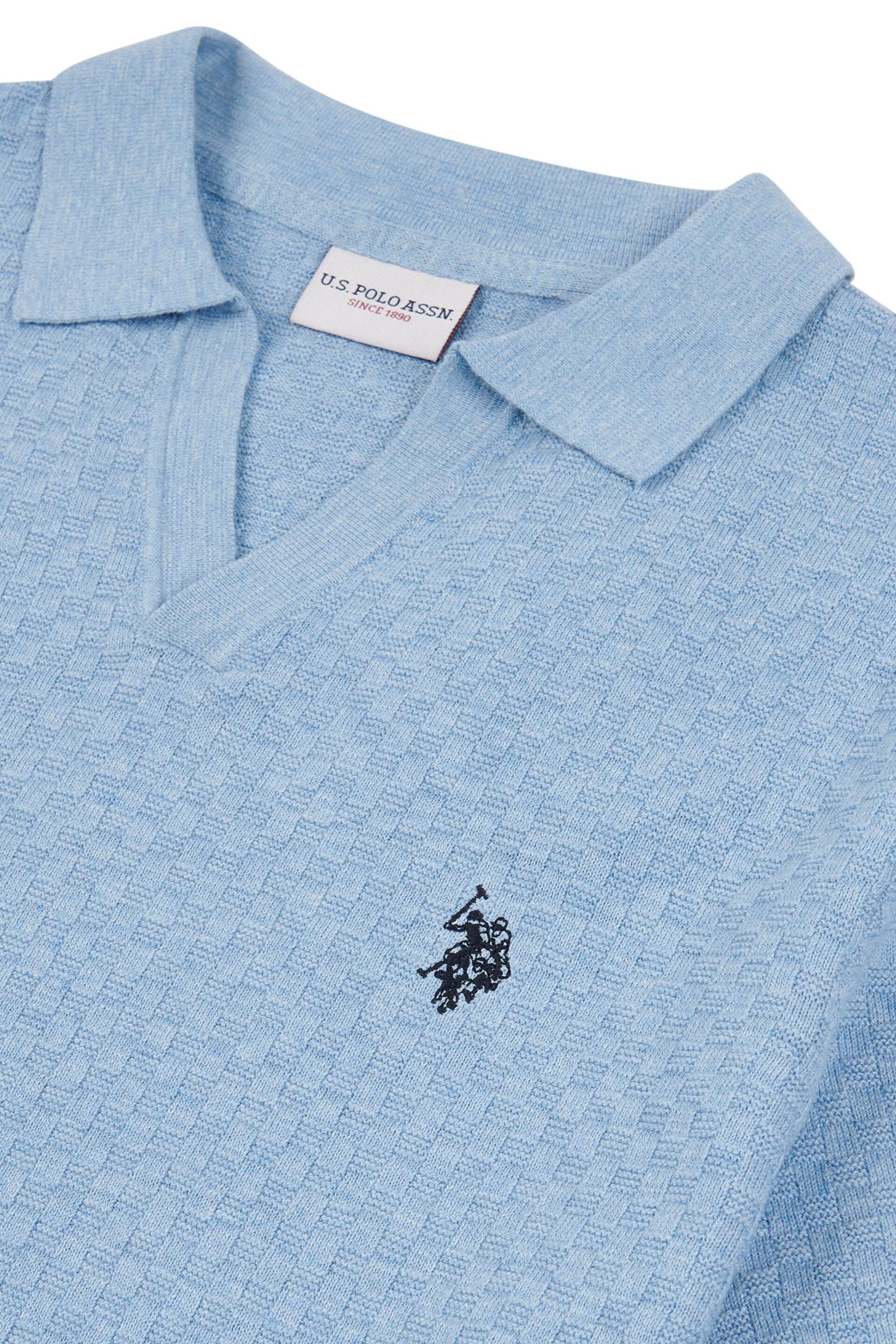U.S. Polo Assn. Mens Regular Fit Blue Revere Texture Knit Polo Shirt - Image 7 of 7