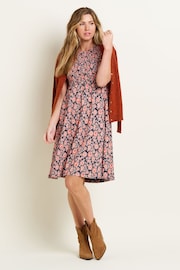 Brakeburn Red 100% Cotton Boho Floral Dress - Image 4 of 5