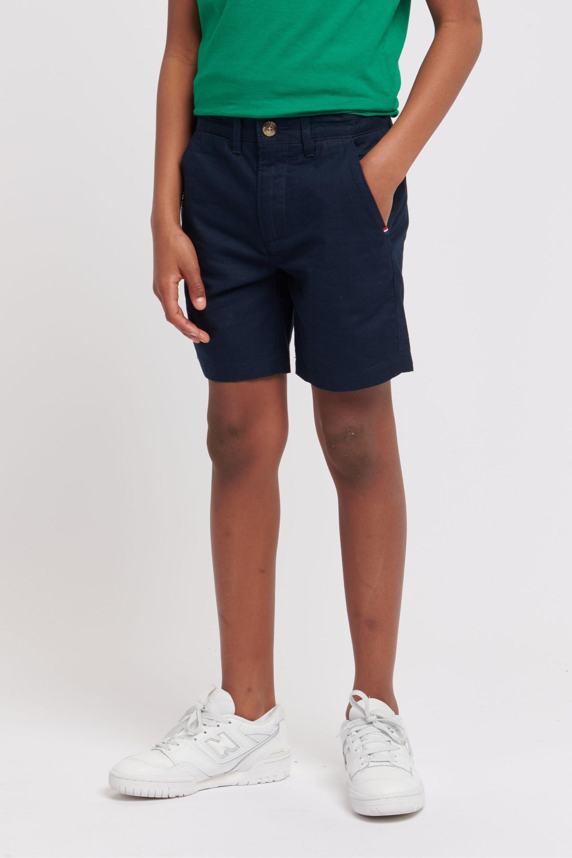 U.S. Polo Assn. Boys Blue Linen Blend Chino Shorts - Image 1 of 7