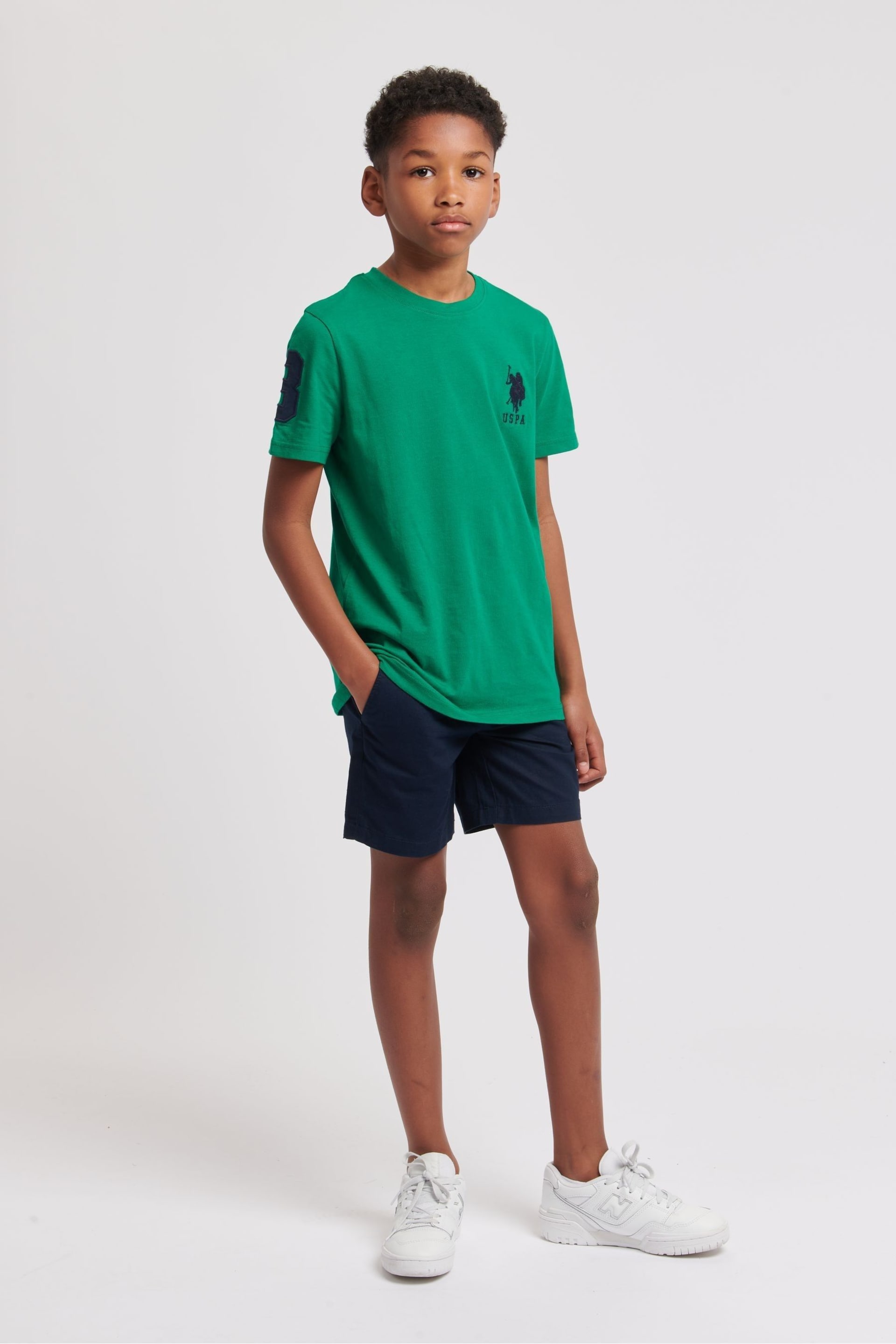 U.S. Polo Assn. Boys Blue Linen Blend Chino Shorts - Image 2 of 7