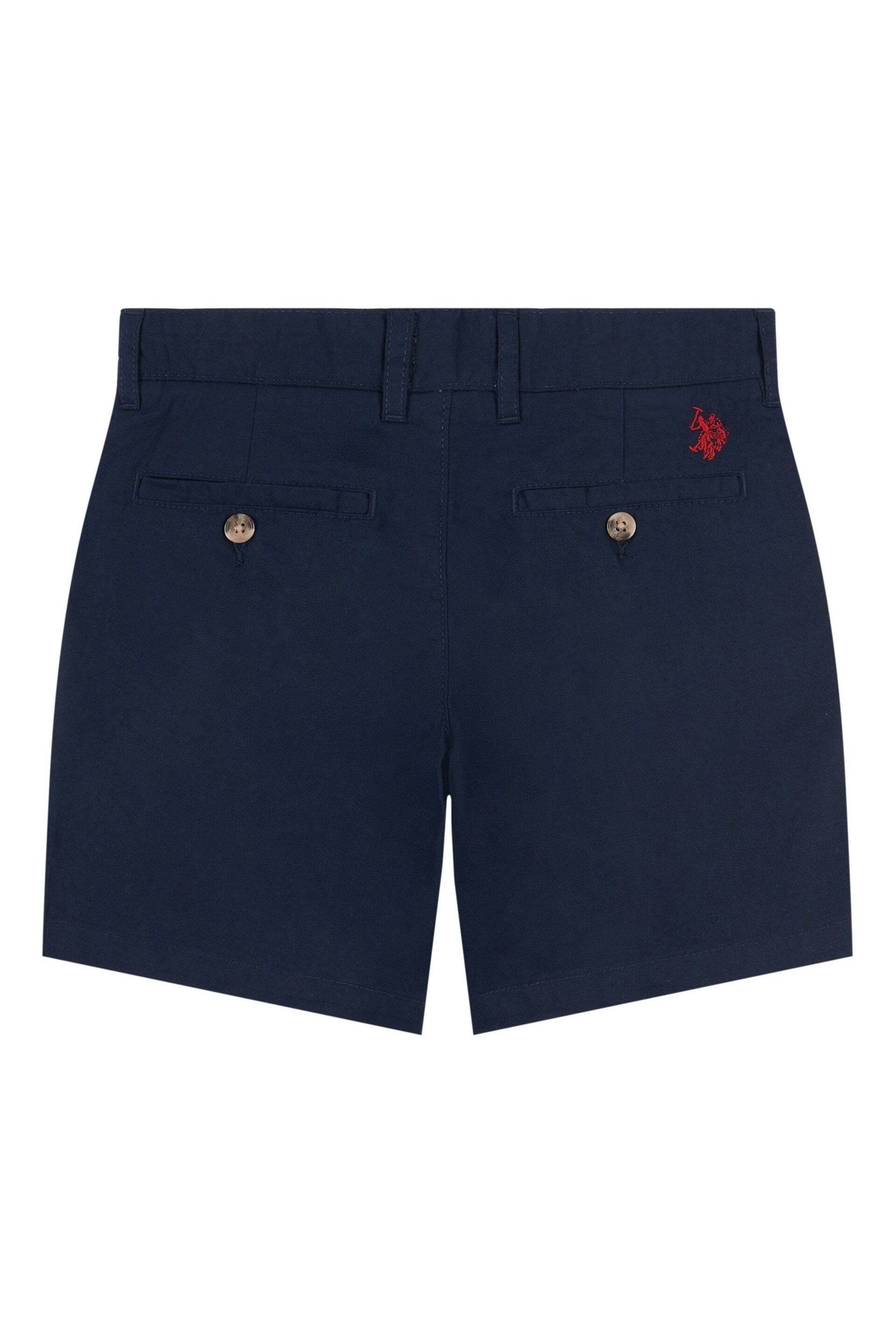 U.S. Polo Assn. Boys Blue Linen Blend Chino Shorts - Image 6 of 7