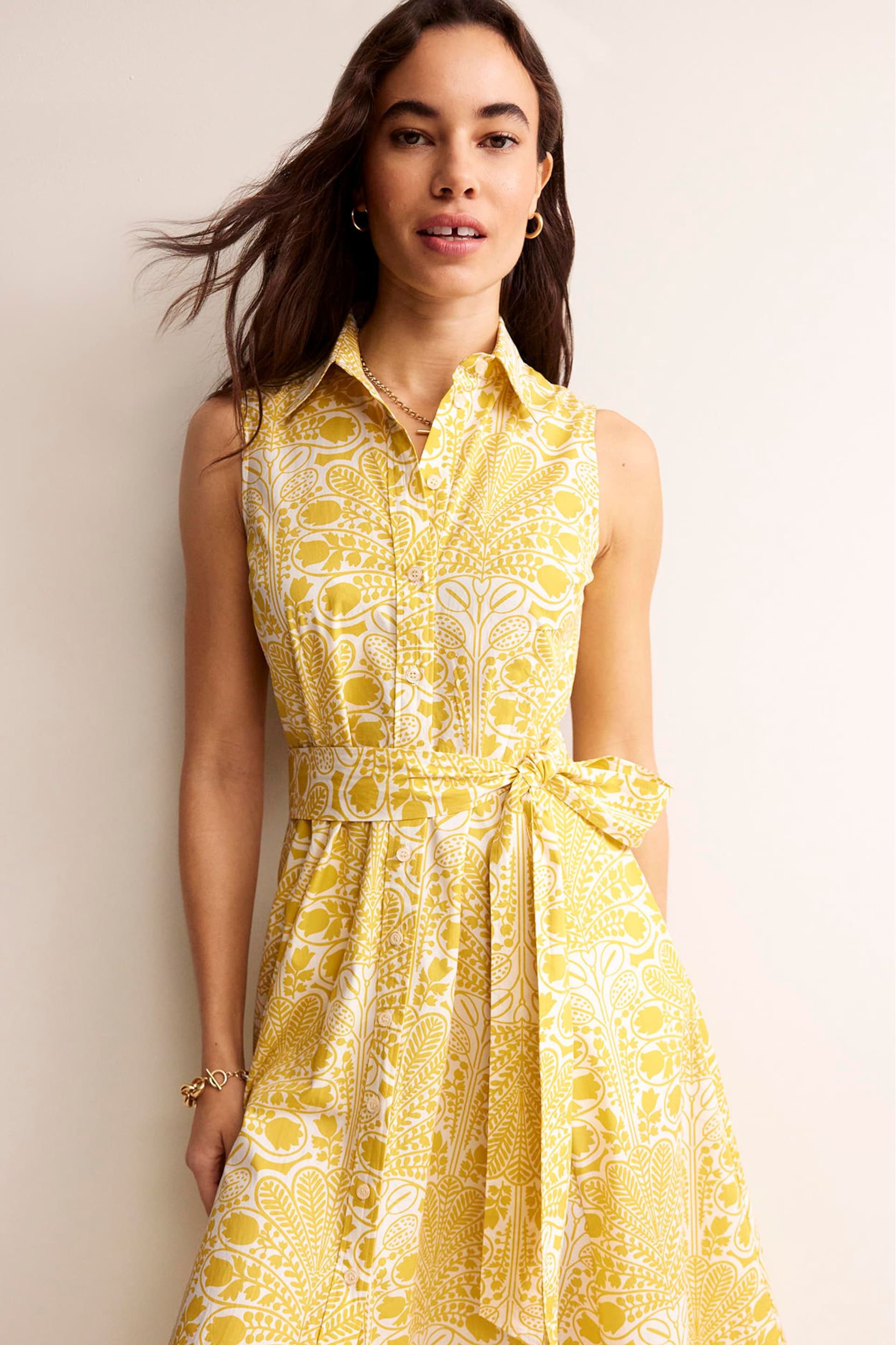 Boden Yellow Amy Sleeveless Shirt Dress - Image 2 of 6