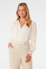 Forever New White Aria Lace Mix Blouse - Image 1 of 5