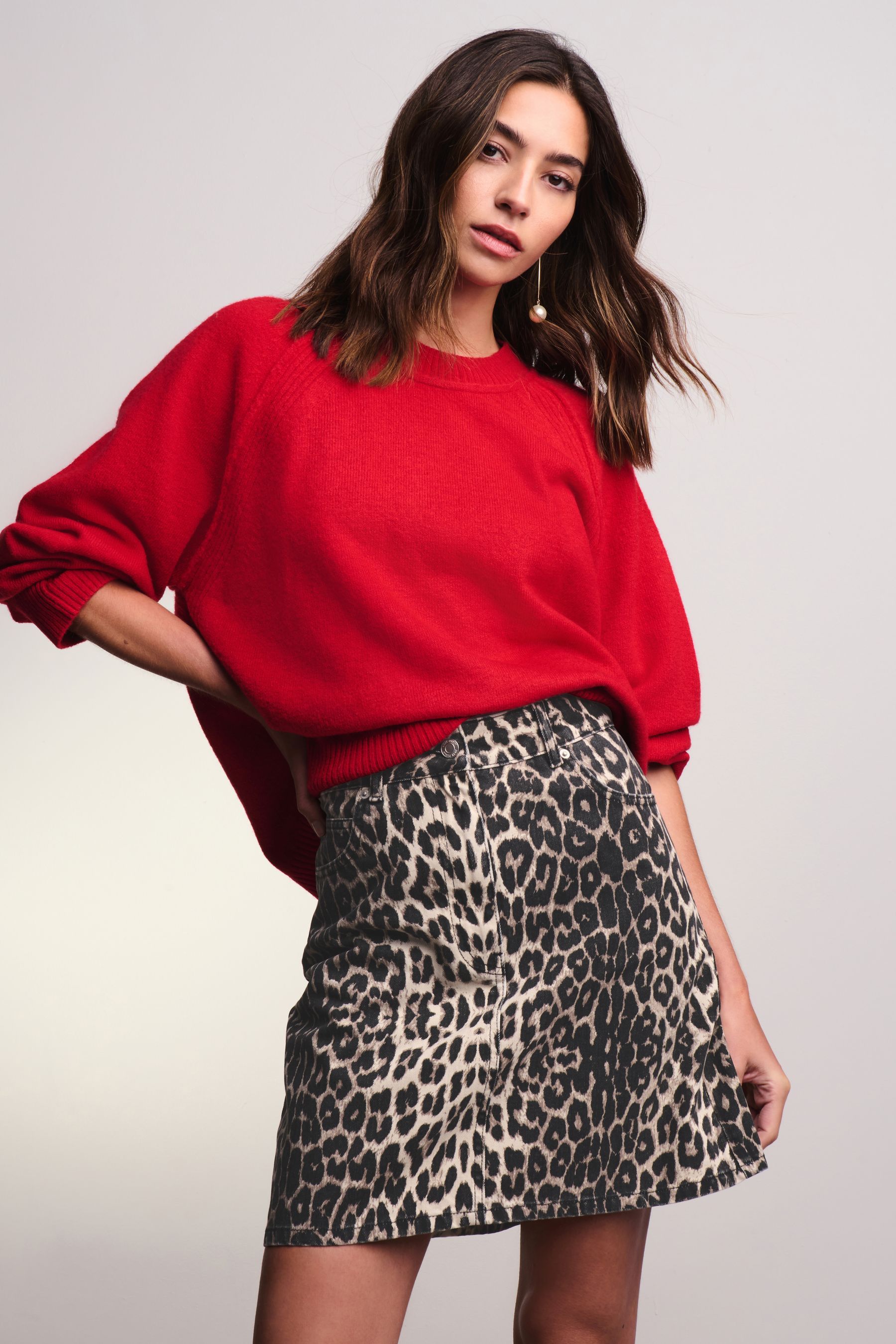 Leopard print mini skirt cotton cheap