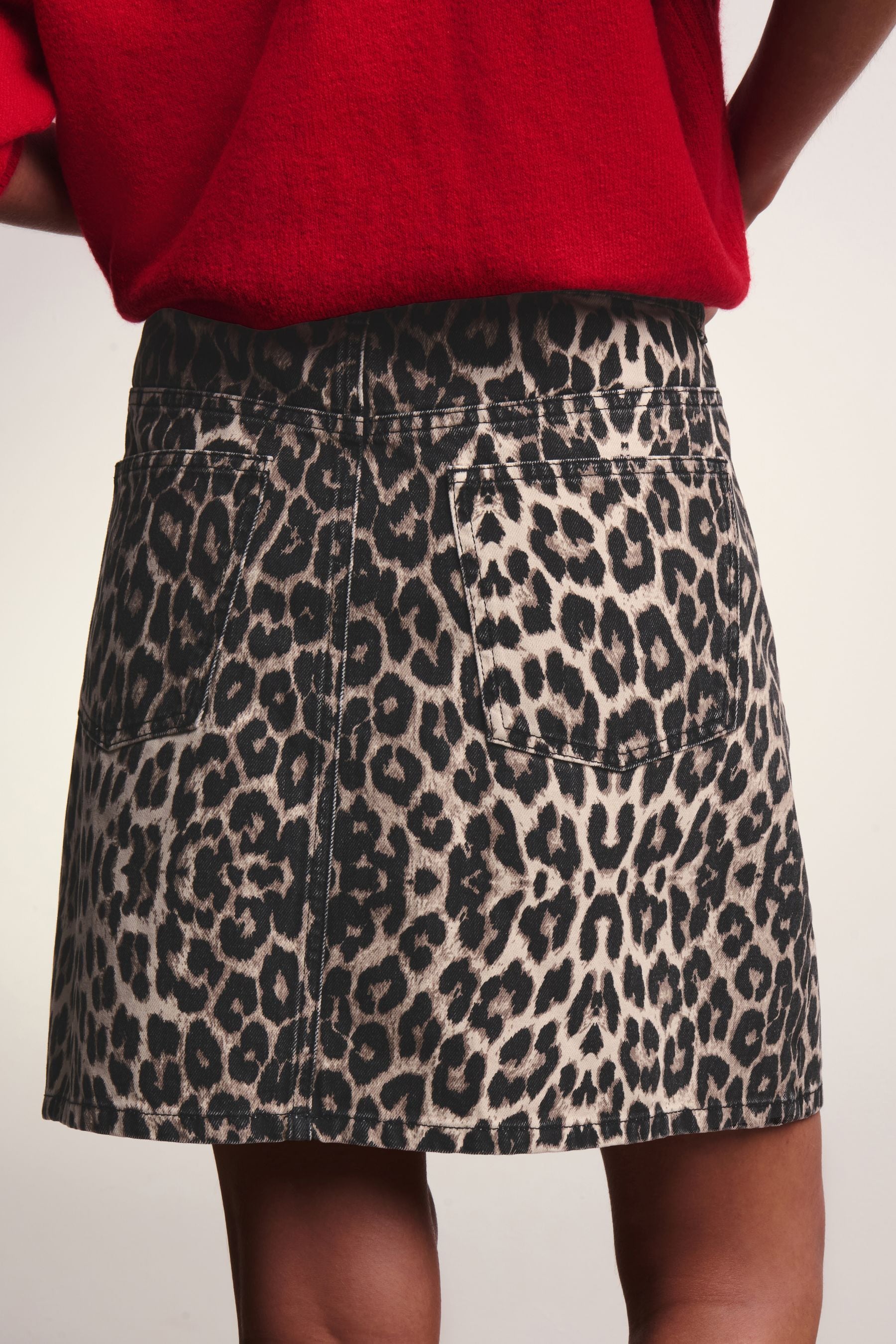 Buy Leopard Print 100 Cotton Denim Mini Skirt from Next Luxembourg