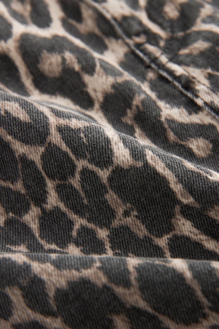 Leopard Print 100% Cotton Denim Mini Skirt - Image 7 of 7