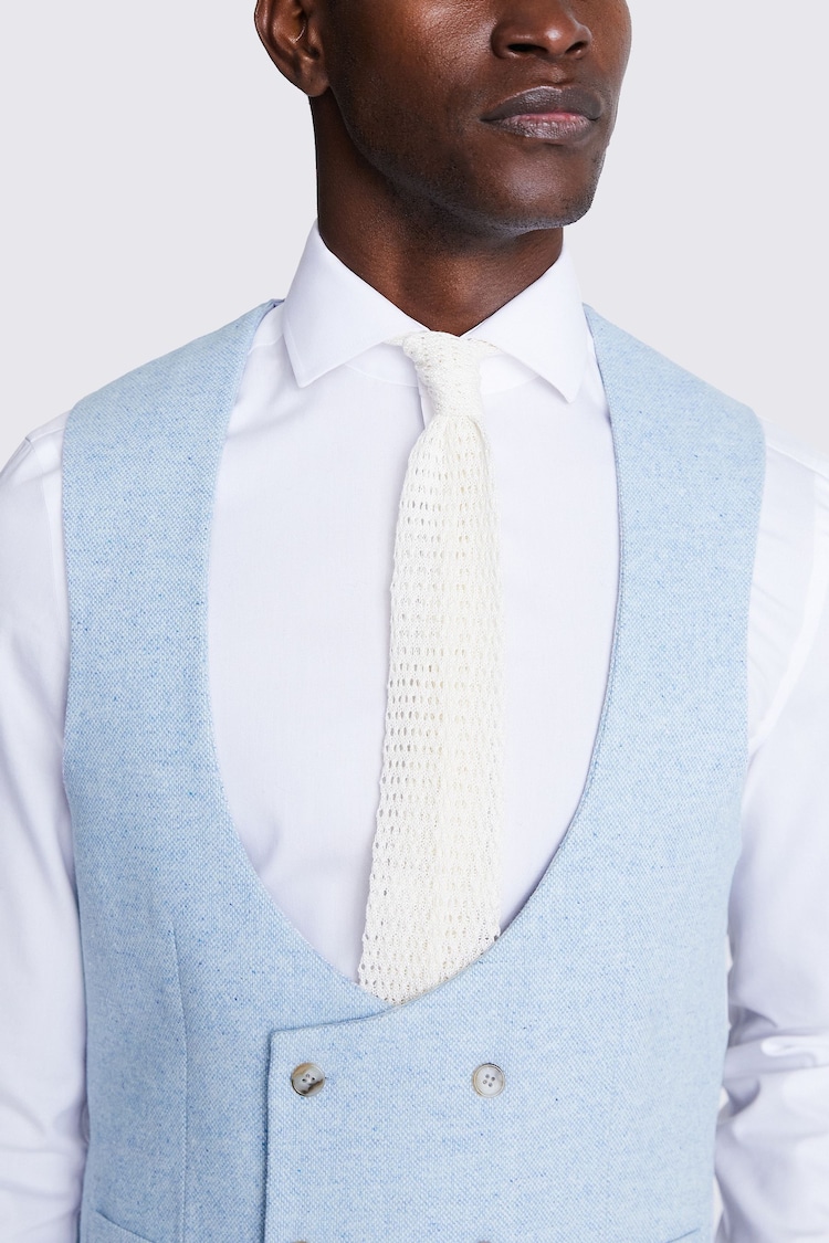 MOSS Light Blue Slim Fit Donegal Waistcoat - Image 3 of 3