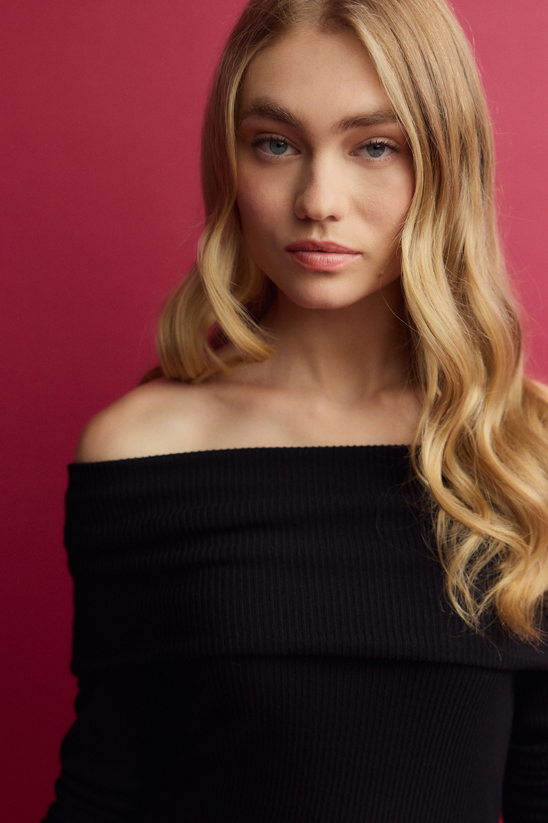 Black ribbed bardot top 2025