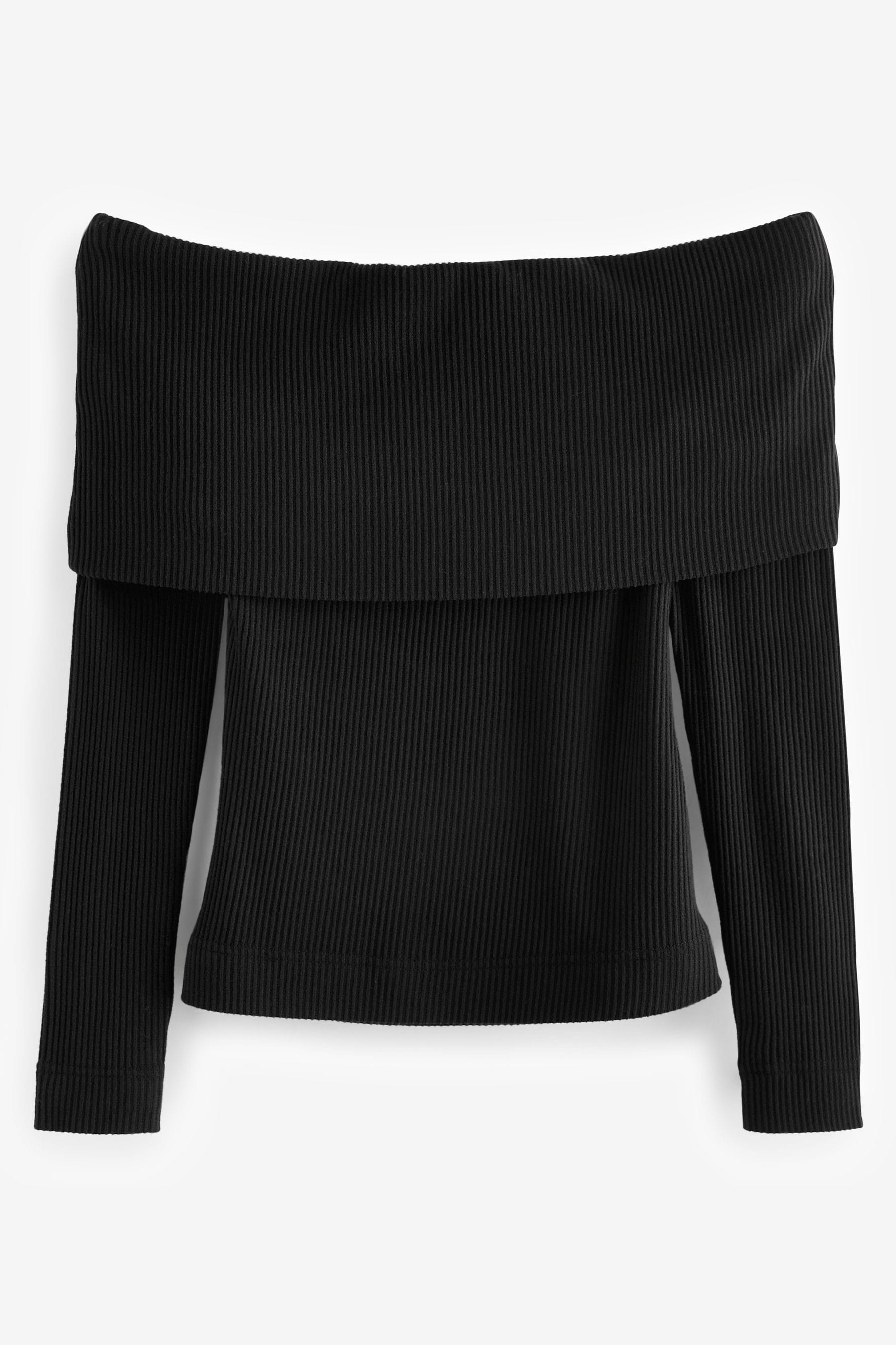 Black ribbed bardot top 2025