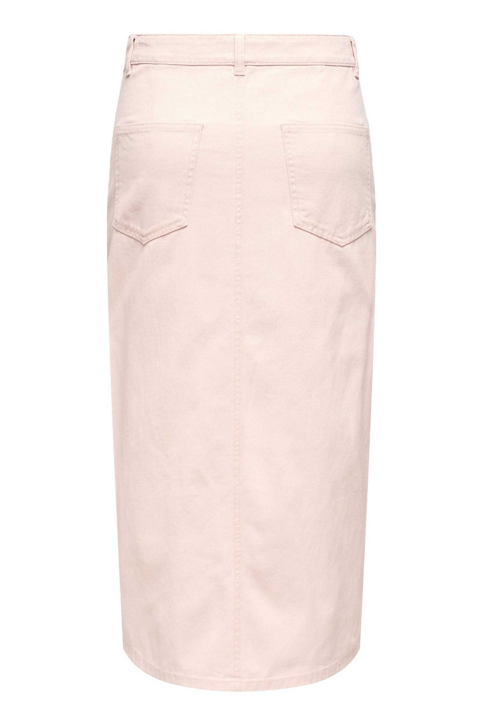 ONLY Pink Denim Midi Skirt With Front Split - Image 5 of 5