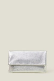 Accessorize Silver Leather Fold Over Clutch - Image 2 of 4