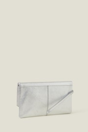 Accessorize Silver Leather Fold Over Clutch - Image 3 of 4
