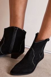 Mint Velvet Black Suede Stitch Ankle Boots - Image 5 of 5