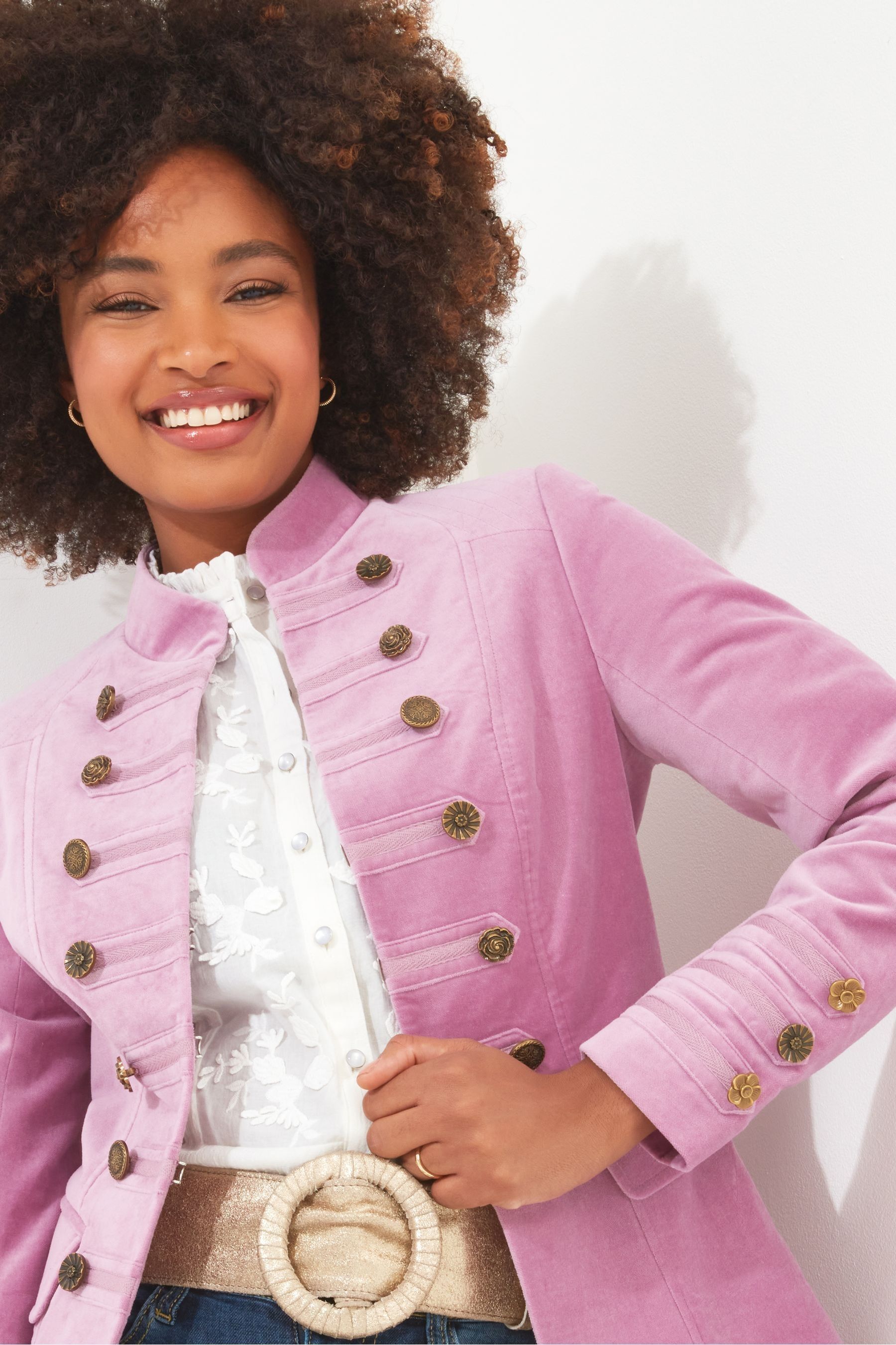 Buy Joe Browns Purple Button Detail Velvet Military Jacket from Next Luxembourg