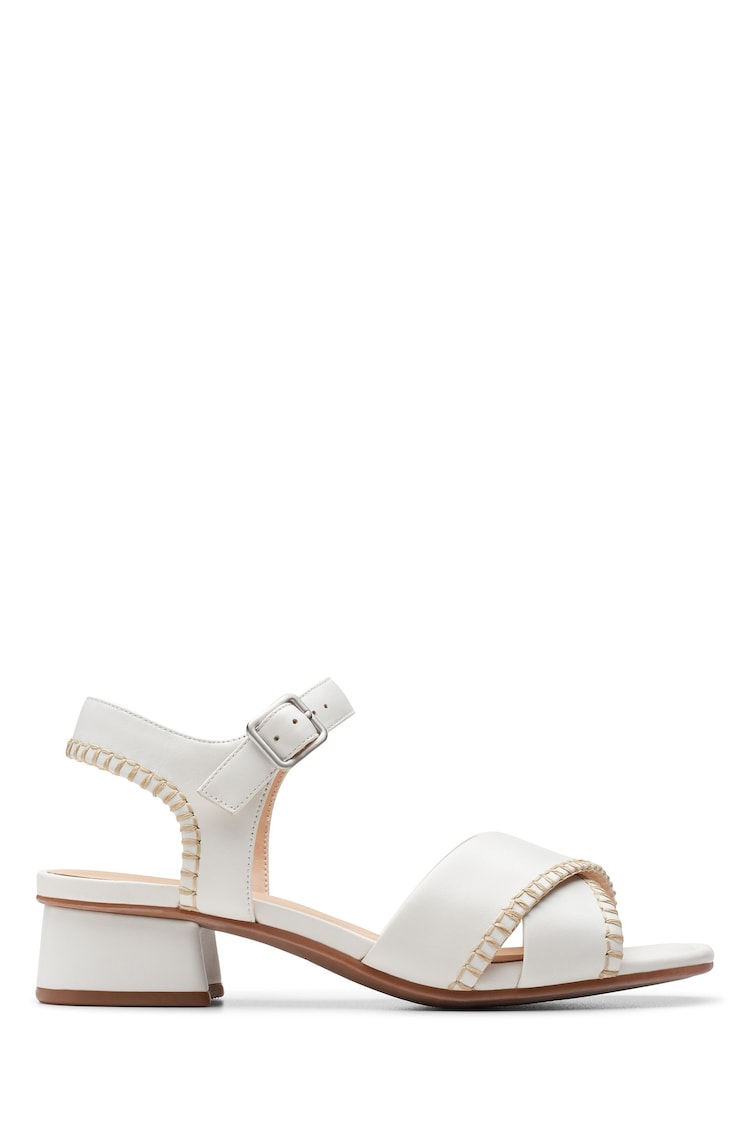 Clarks White Leather Serina35 Cross Sandals - Image 1 of 7