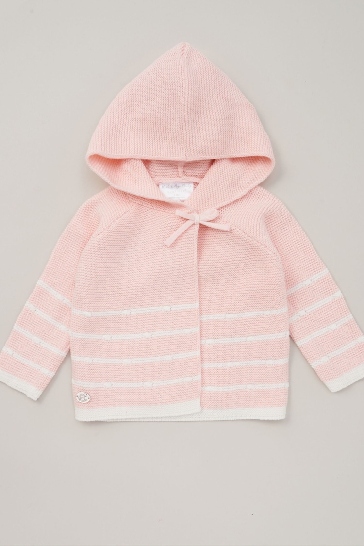 Rock-A-Bye Baby Boutique Pink Knit 100% Cotton Cardigan & Trousers Outfit Set - Image 2 of 4