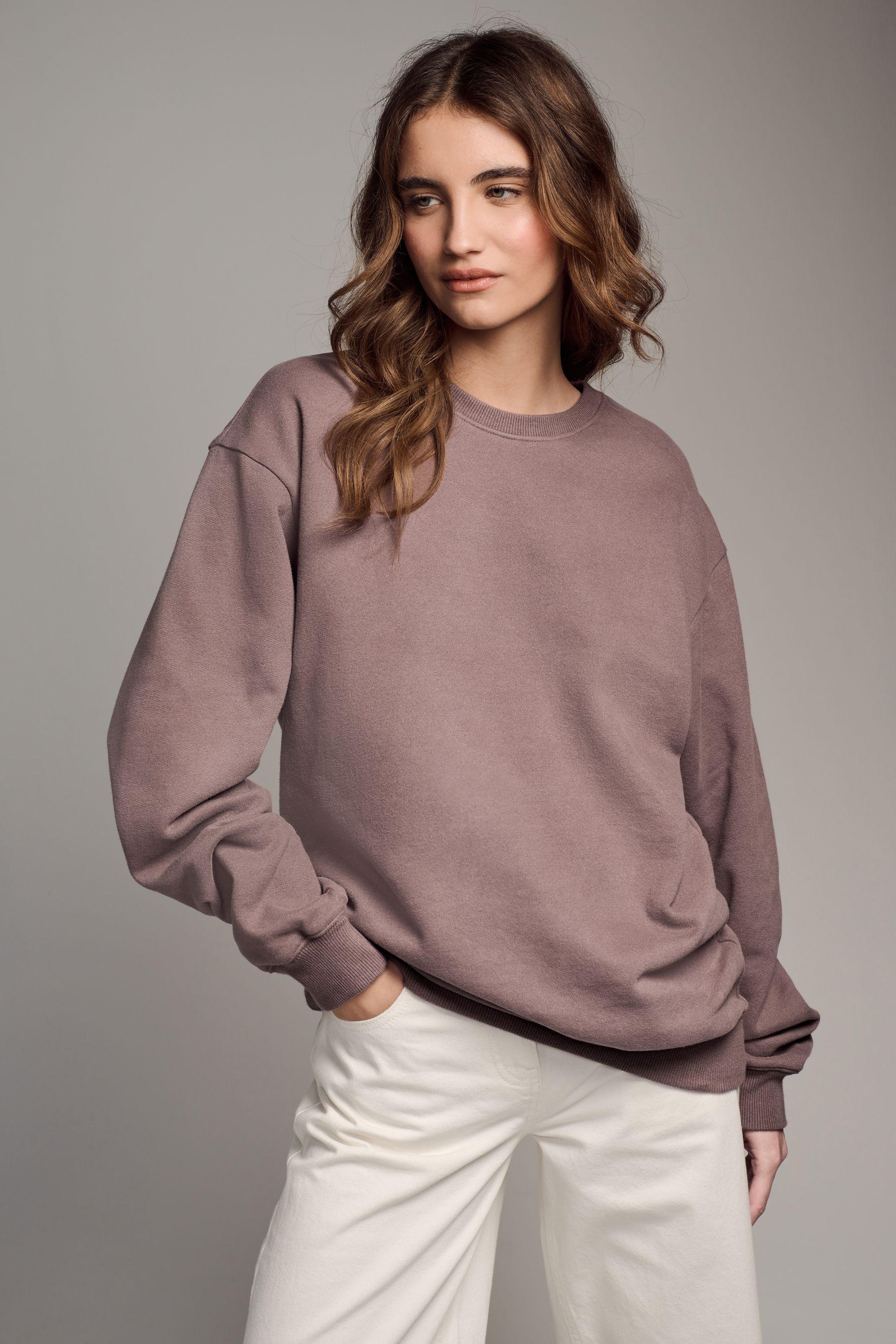 Buy The Set Brown Beige 2 Pack Oversized Crew Neck Sweatshirts from the Next UK online shop