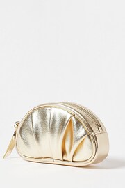 Oliver Bonas Gold Pleated Croissant Zipped Pouch - Image 1 of 6