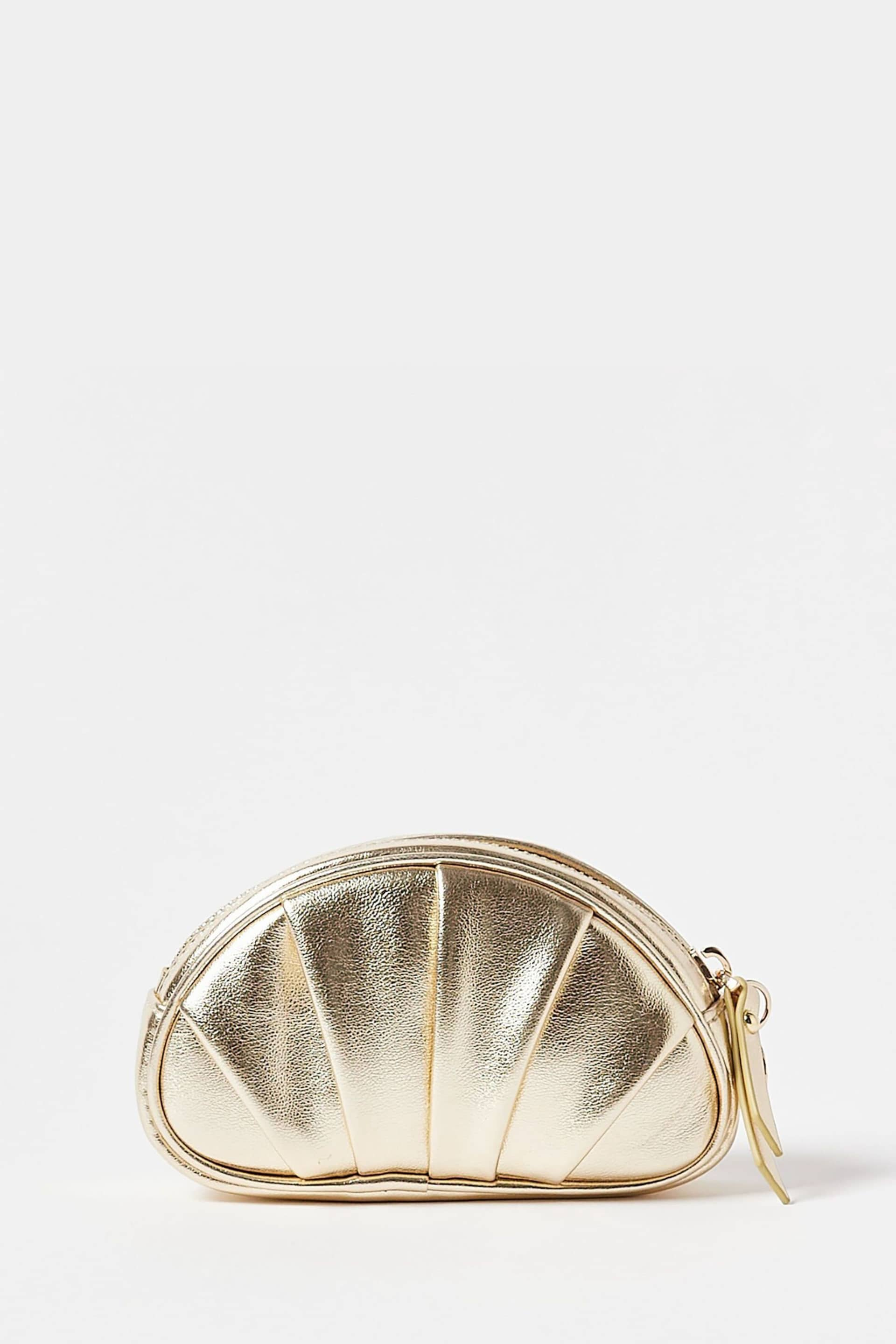 Oliver Bonas Gold Pleated Croissant Zipped Pouch - Image 2 of 6