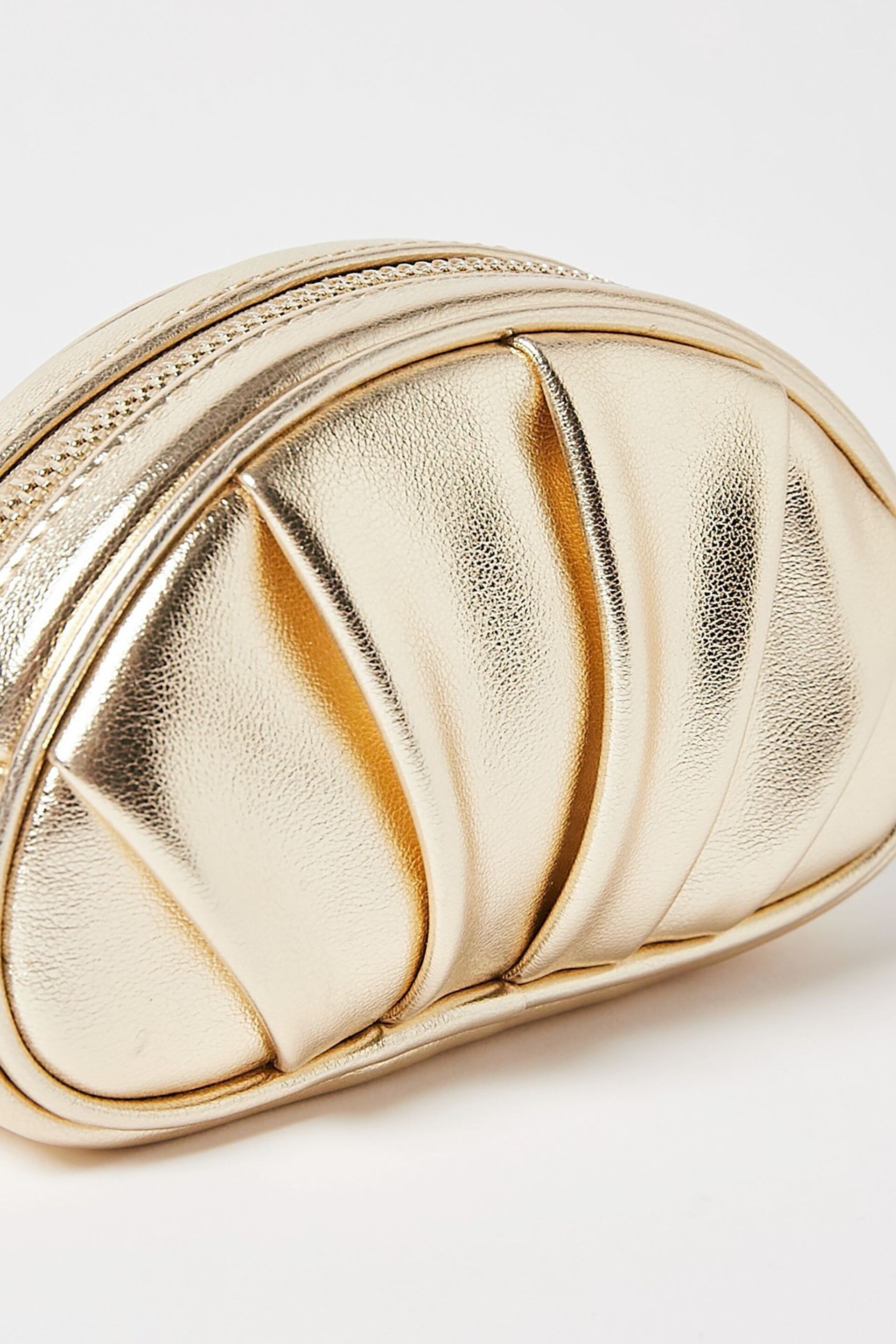 Oliver Bonas Gold Pleated Croissant Zipped Pouch - Image 5 of 6