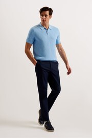 Ted Baker Blue Ventar Regular Short Sleeve Diagonal Diamond Polo Shirt - Image 3 of 6