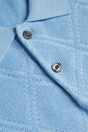 Ted Baker Blue Ventar Regular Short Sleeve Diagonal Diamond Polo Shirt - Image 5 of 6