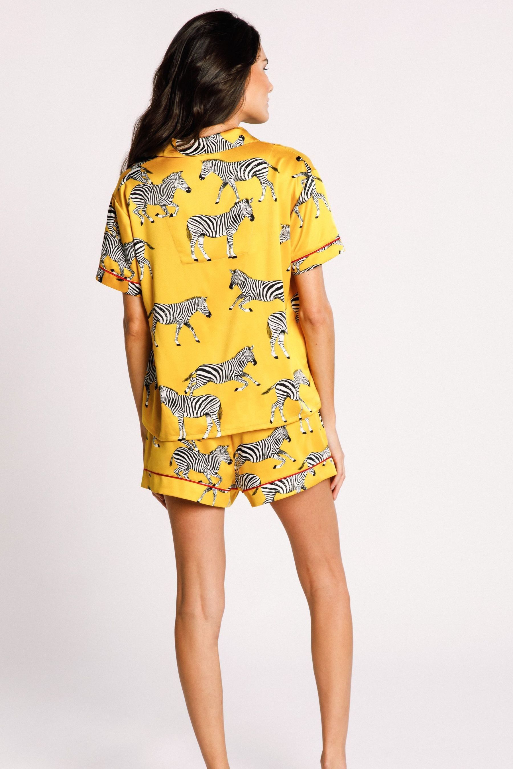 Buy Chelsea Peers Yellow Satin Mustard Zebra Print Short Pyjama Set from Next Austria