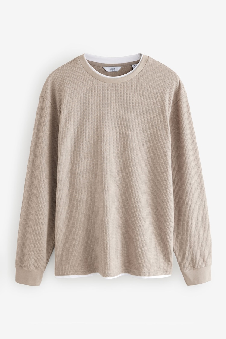 Neutral Texture Long Sleeve Mock Layer 100% Cotton Jumper - Image 6 of 6