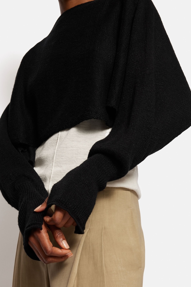 Jigsaw Black Pure 100% Linen Poncho Sweater - Image 6 of 6