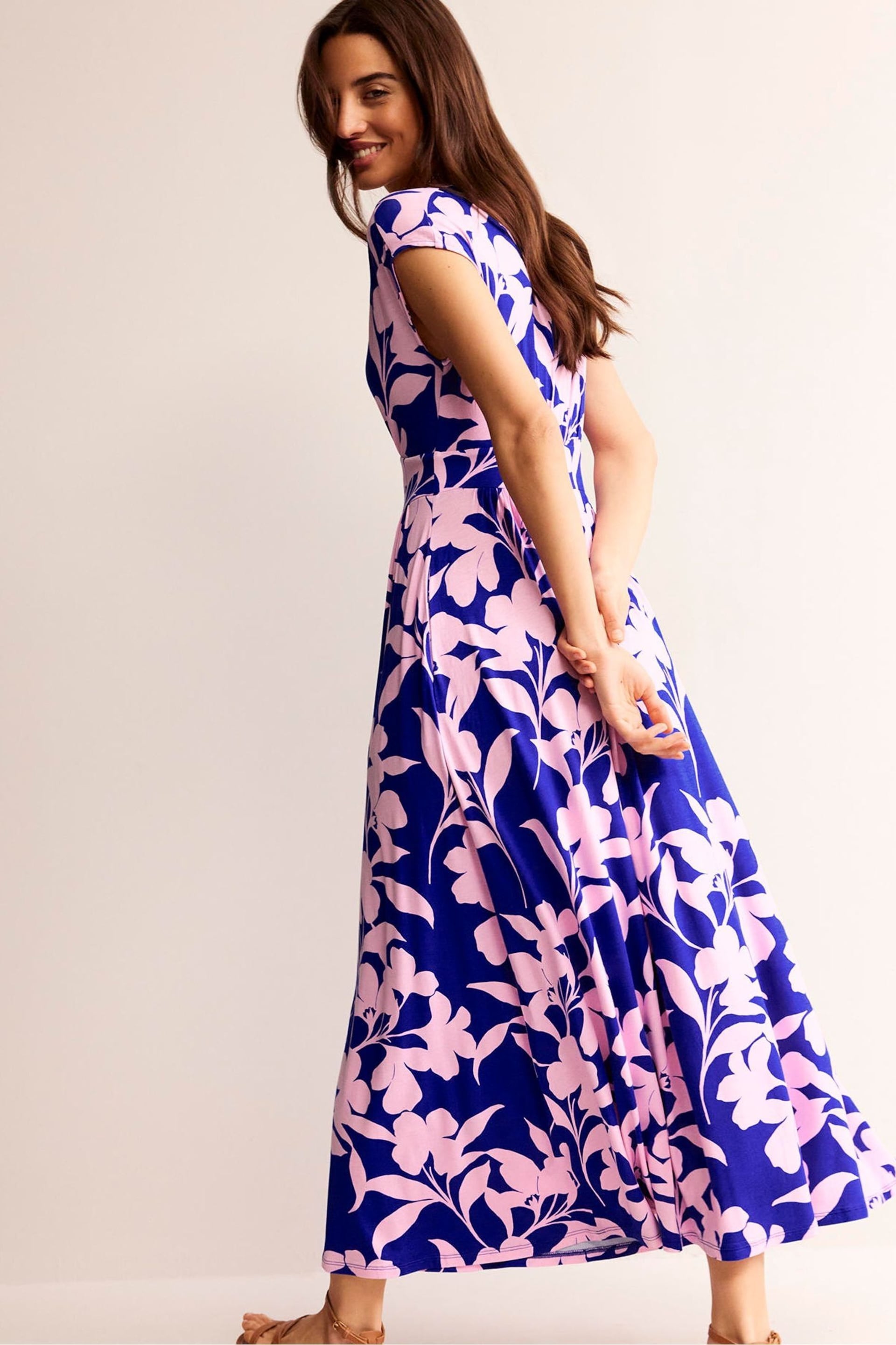 Boden Pink Petite Vanessa Wrap Jersey Maxi Dress - Image 2 of 5