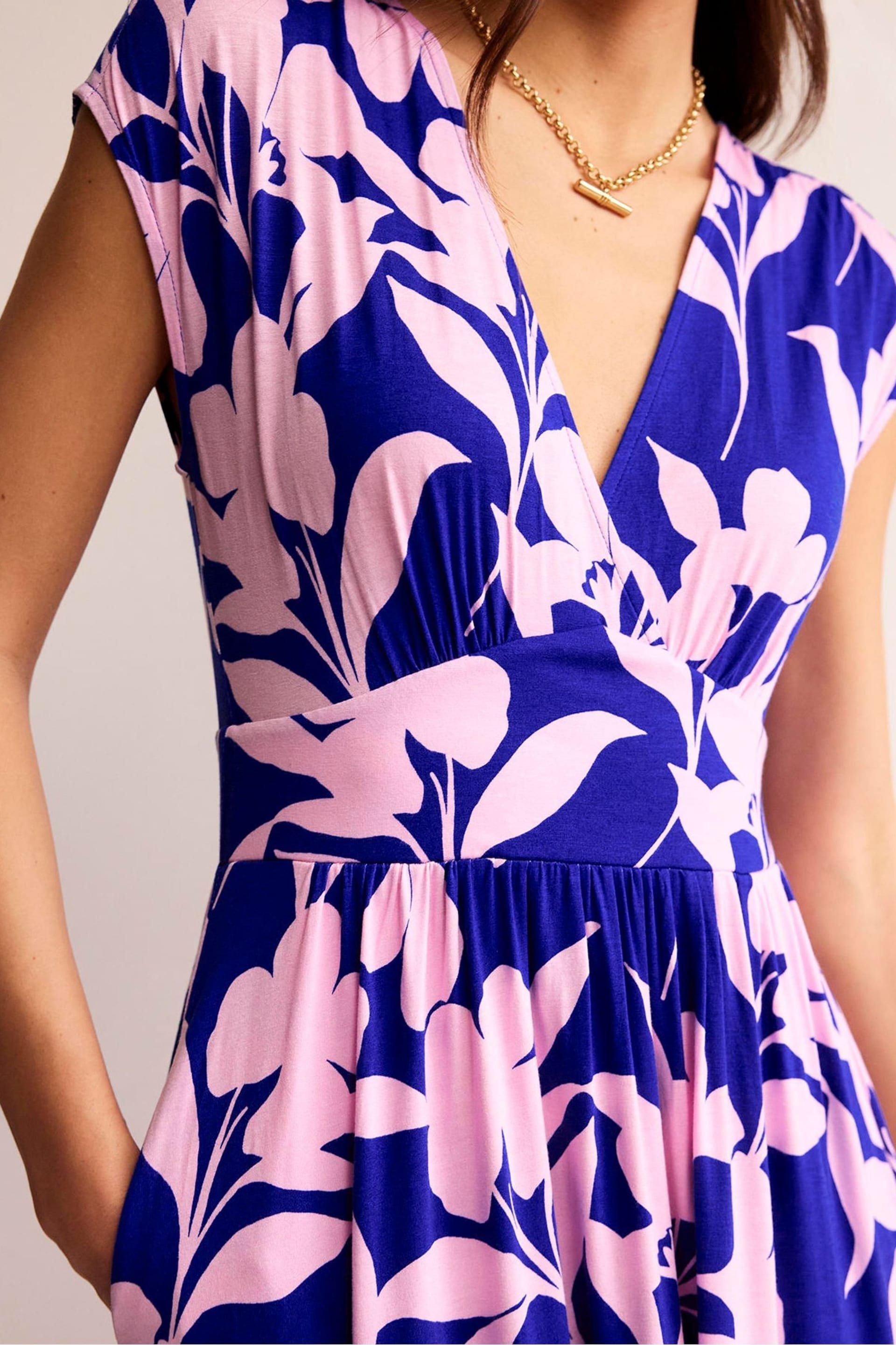 Boden Pink Petite Vanessa Wrap Jersey Maxi Dress - Image 4 of 5