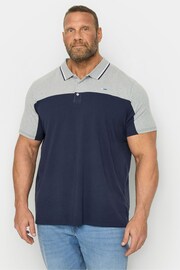 BadRhino Big & Tall Blue Cut & Sew Jersey Polo Shirt - Image 1 of 3