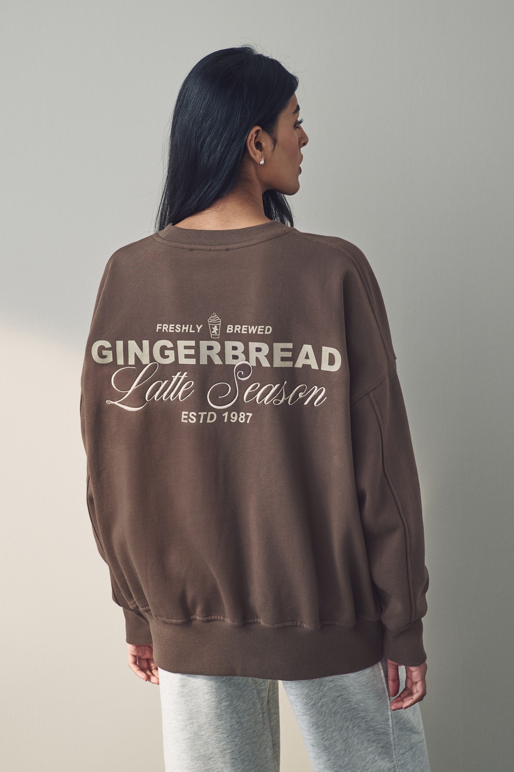 Running latte sweatshirt shop