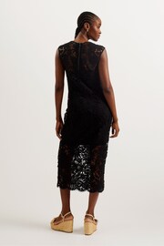 Ted Baker Black Crochet Sleeveless Corha Midi Dress - Image 3 of 5